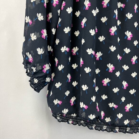 Christopher & Banks Womens Peasant Blouse Multicolor Long Sleeve Smocked Boho M - Picture 9 of 11